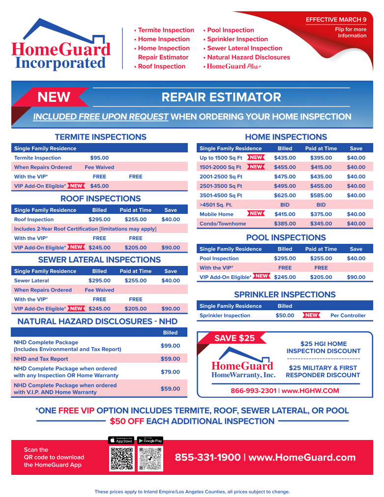 los angeles inland empire home inspection pricing